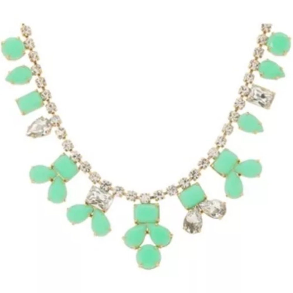 Kate Spade New York Secret Garden Gem Necklace Giverny Green Pave Halo - Picture 2 of 2